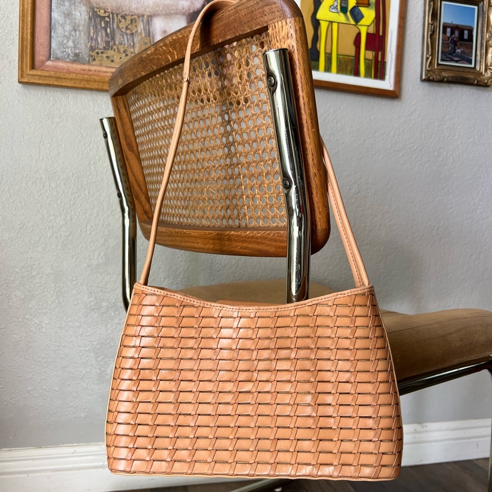 Fossil Woven Leather Shoulder Bag in Tan